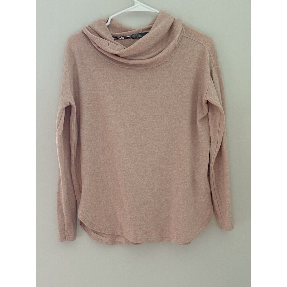 PRANA Cowl Neck Hoodie Sweater Pink Tencel Performance Outdoor Womens S